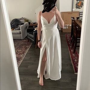 Choose Your Love White Surplice Sleeveless Maxi Dress